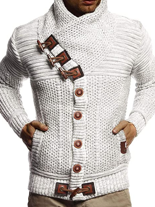 Men's Fashion Casual Button Turtleneck Sweater Coat