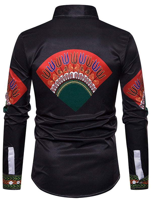 Mens Long Sleeve Casual Printed Shirt