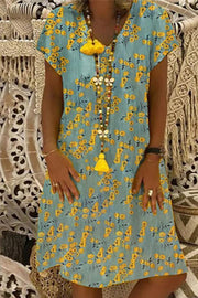 Floral Knee Length Short Sleeve Dress