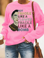 Women Portrait Print Crew Neck Sweatshirt