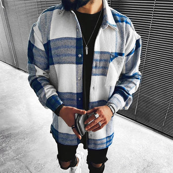Casual fashion check texture jacket