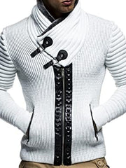 Men's Casual High Neck Zipper Plus Fleece Sweater Coat