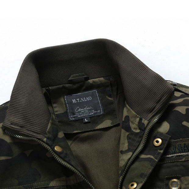 Mens fashion stand-collar camouflage jacket