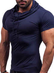 Mens Pile Collar Casual Slim Short Sleeve T-Shirt