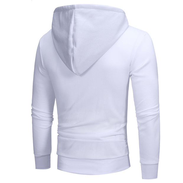 Mens new plain casual slim hooded cardigan sweater