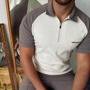 Colorblock lapel polo shirt