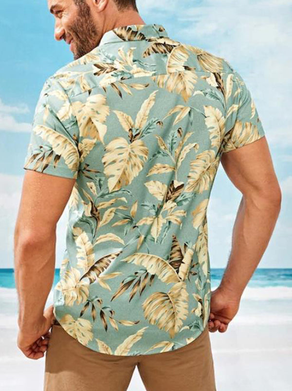 Fashion Mens Casual Short-Sleeved Floral Shirt