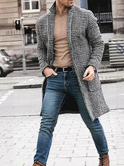 Retro Simple Plaid Woolen Coat