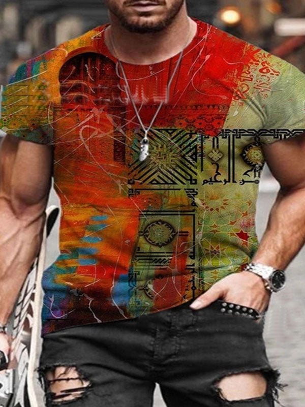 Mens Casual Short Sleeve Printed T-Shirt