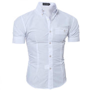 Mens Short-sleeved Shirt Slim Solid Color Shirt