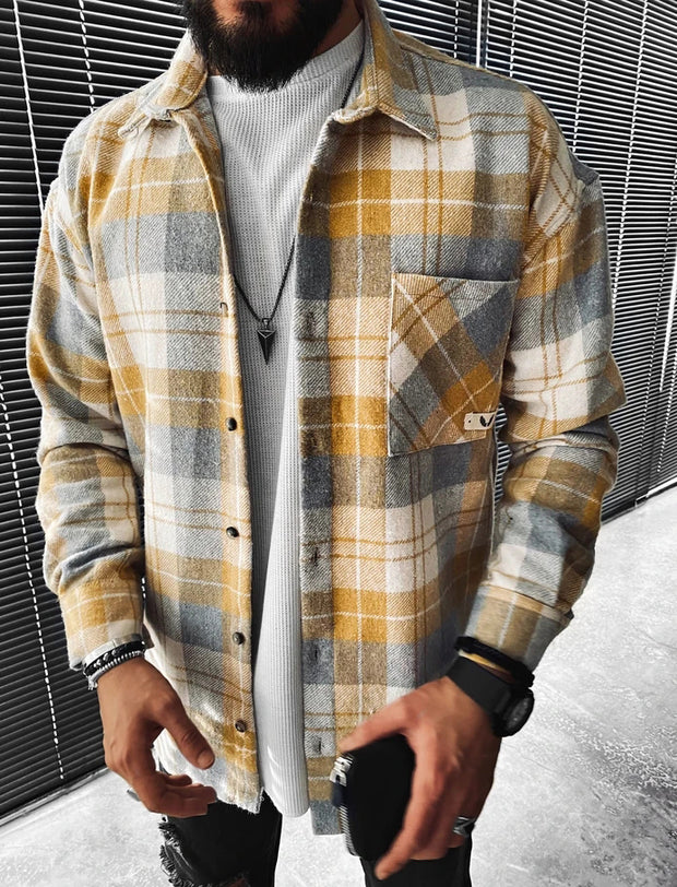 Casual Check Textured Long Sleeve Jacket