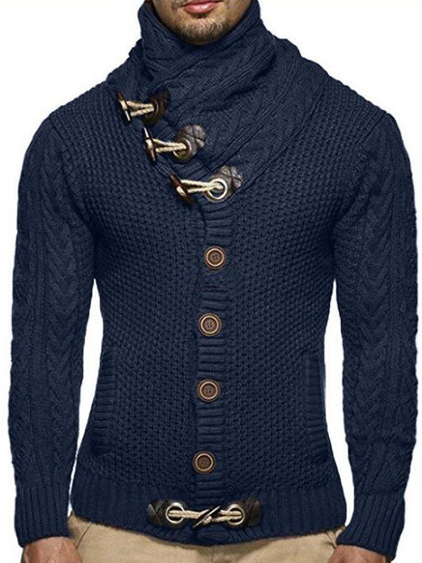 Men's Fashion Plain Single-Breasted Sweater Jacket