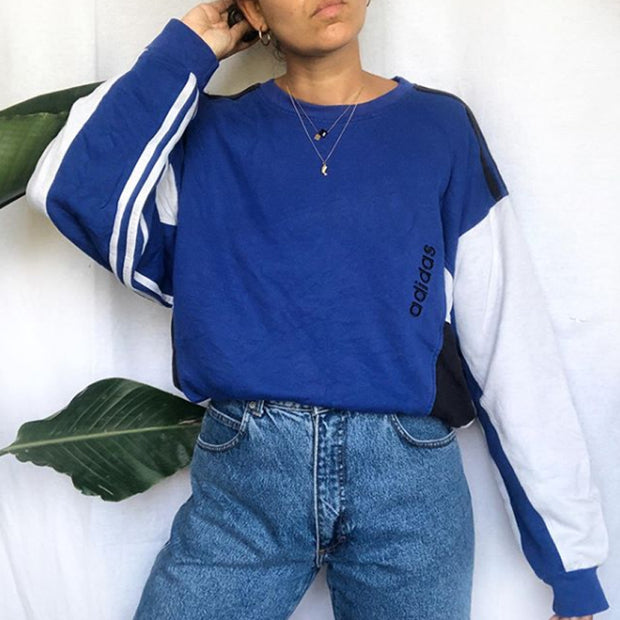 Striped Stitching Casual Sports Sweatshirt