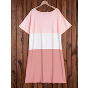 3 Color Block Short Sleeve Long Dress