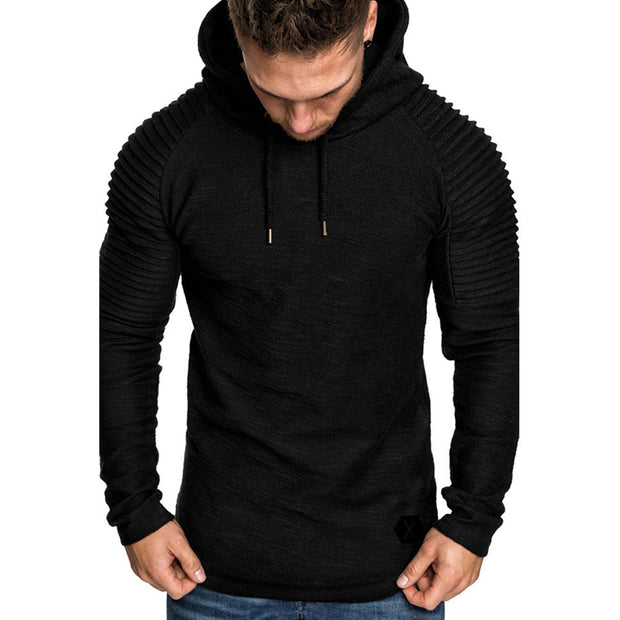 MENSCASE - Men's plain long sleeve hooded sweatshirt