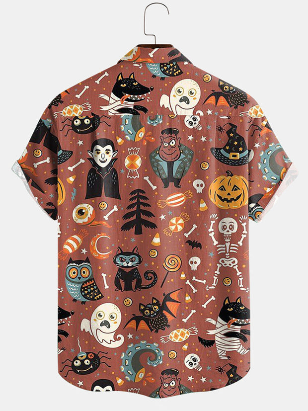 Hawaiian Lapel Print Casual Short-Sleeved Shirt