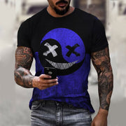Fashion men’s color matching smile T-shirt