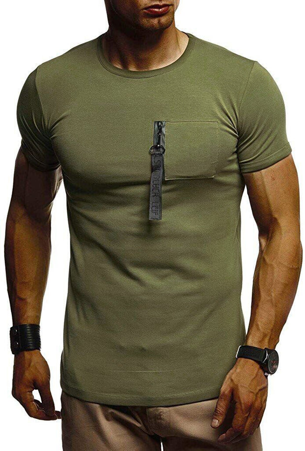 Mens Casual Stitching Round Neck Short Sleeve T-Shirt