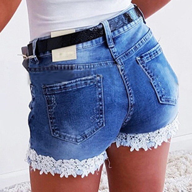 Fashion Slim Slim Stretch Lace Shorts