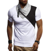 Mens Fashion Casual Stitching Contrast Short Sleeve T-Shirt