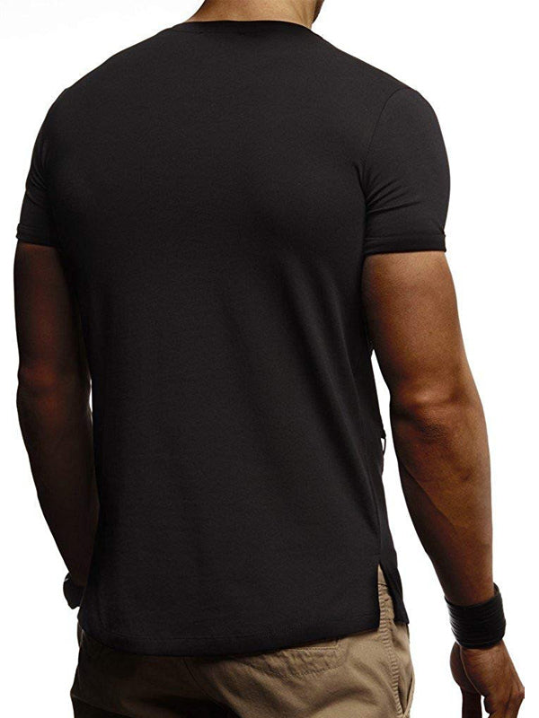 Mens Casual Stitching Round Neck Short Sleeve T-Shirt