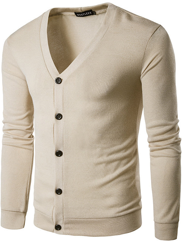 Mens Fashion V-neck Button Knit Cardigan