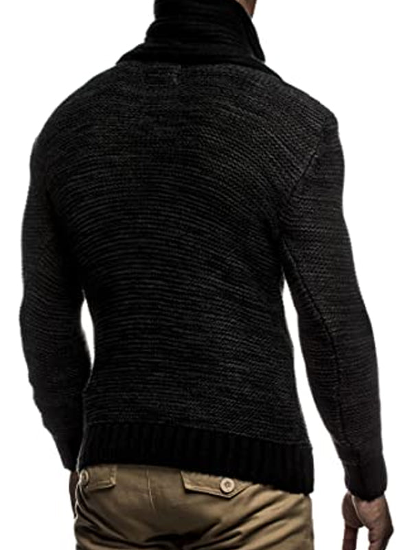 Mens Fashion Mixed Color Slim High Neck Sweater