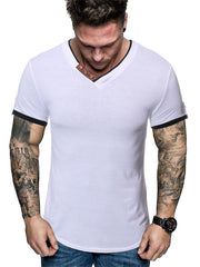Mens V-Neck Slim Short Sleeve T-Shirt