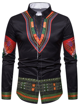 Mens Long Sleeve Casual Printed Shirt