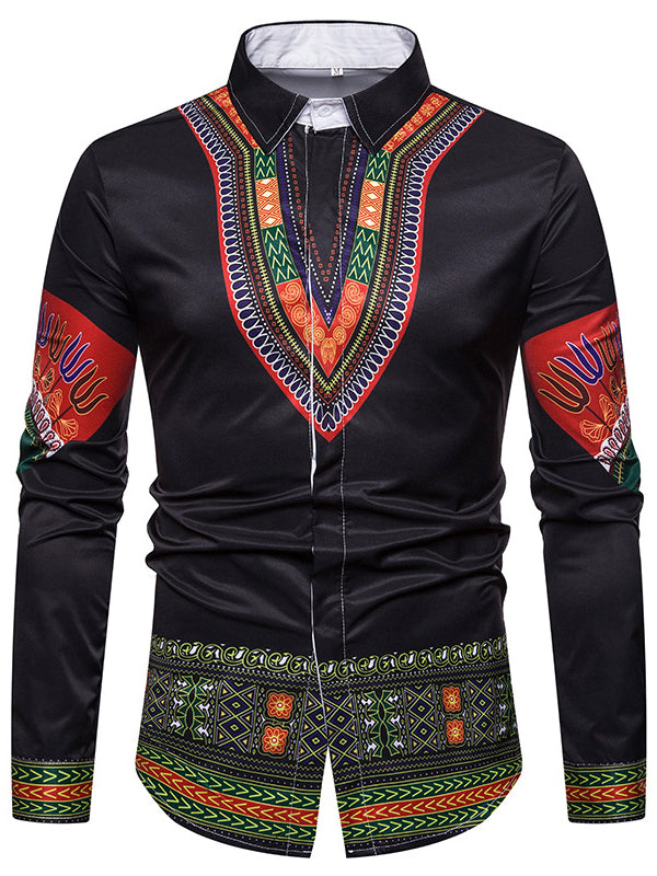 Mens Long Sleeve Casual Printed Shirt