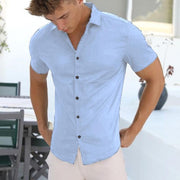 Tapmeo®  Mens Plain Slim Casual Short Sleeve Shirt