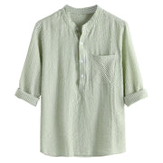 Men's new fashion casual striped long sleeve shirt