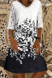Sexy Casual Floral Tunic V-Neckline A-line Dress