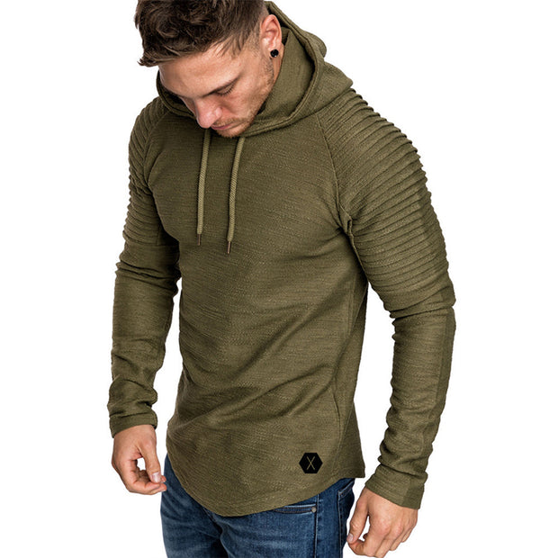 MENSCASE - Men's plain long sleeve hooded sweatshirt