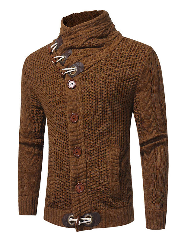 Men's Fashion Plain Single-Breasted Sweater Jacket