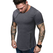 Mens Fashion Zipper Stitching Short Sleeve T-Shirt
