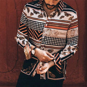 Men's Fashion Butterfly Pattern Stripe Shirt