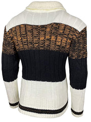 Mens Slim Color Block Collar Buttoned Sweater Jacket