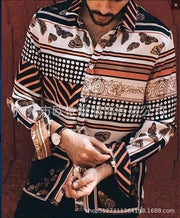 Men's Fashion Butterfly Pattern Stripe Shirt