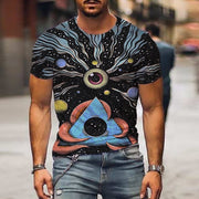 Mens Fashion Retro Casual Printed T-Shirt