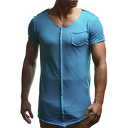 Mens Pocket Stitching Short-Sleeved T-Shirt