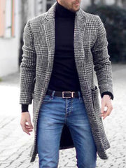 Retro Simple Plaid Woolen Coat