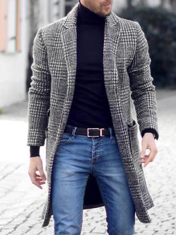 Retro Simple Plaid Woolen Coat