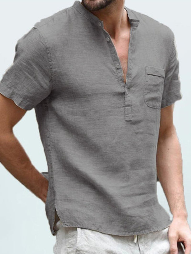 Men's Solid Color Half-open Shirt
