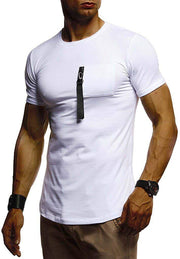 Mens Casual Stitching Round Neck Short Sleeve T-Shirt