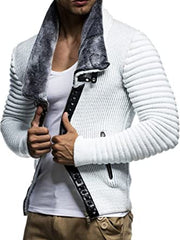 Men's Casual High Neck Zipper Plus Fleece Sweater Coat