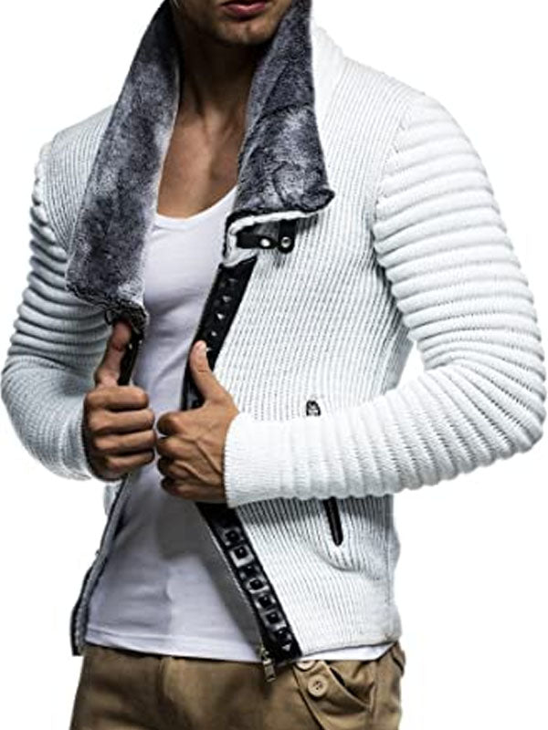 Men's Casual High Neck Zipper Plus Fleece Sweater Coat