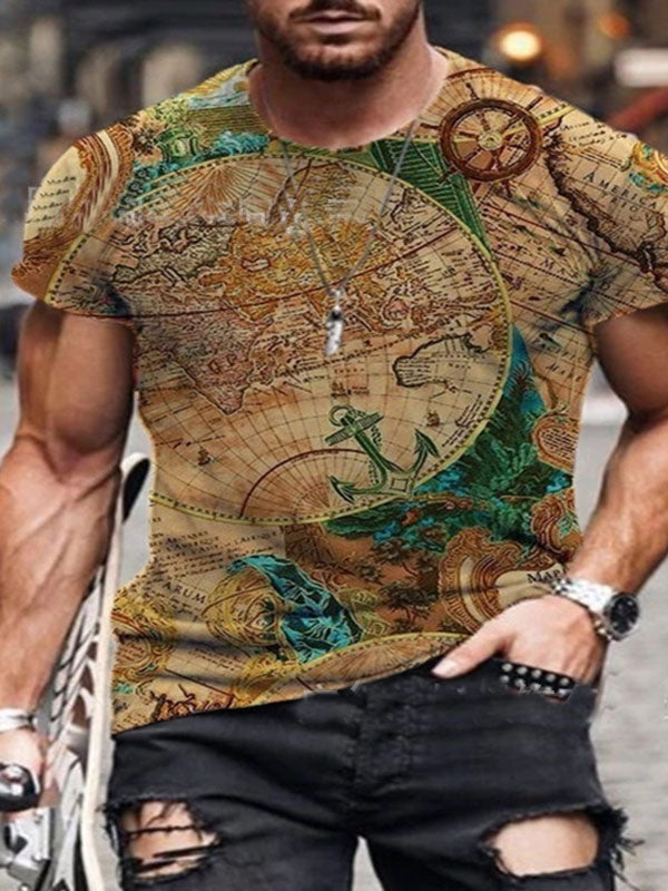 Mens Casual Short Sleeve Printed T-Shirt