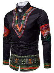 Mens Long Sleeve Casual Printed Shirt