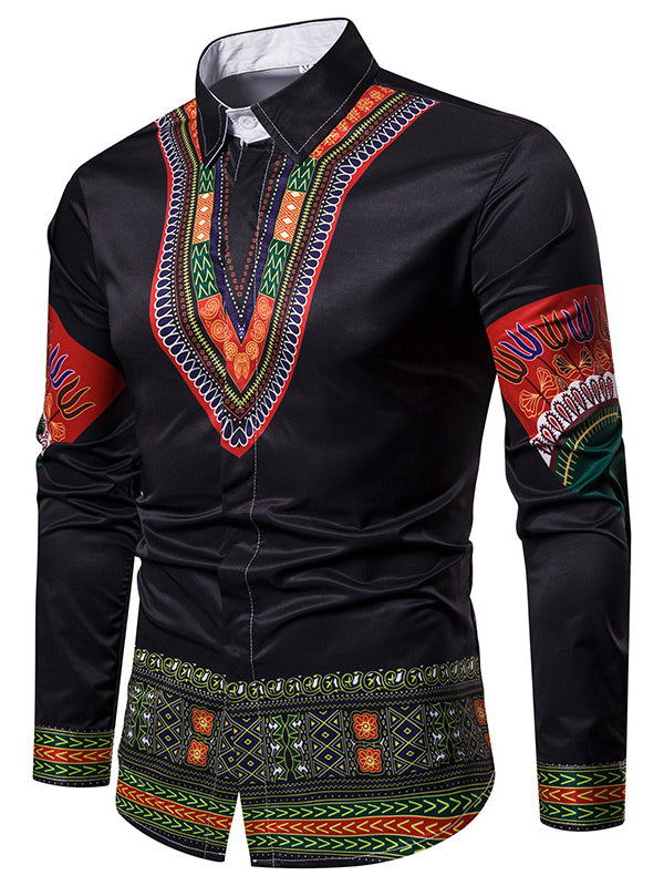 Mens Long Sleeve Casual Printed Shirt